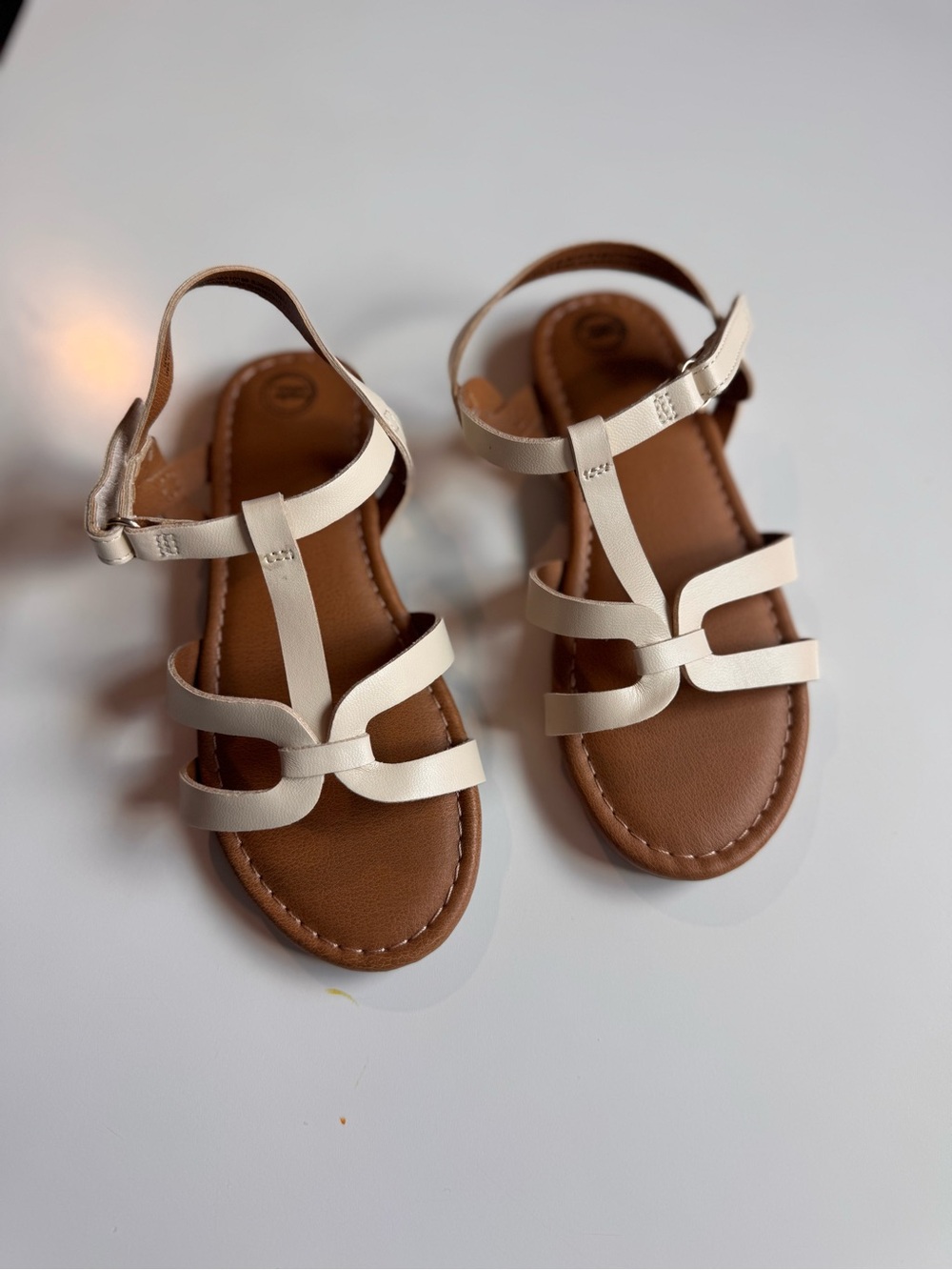Wonder Nation Girls Neutral T-Strap Sandals - Cream